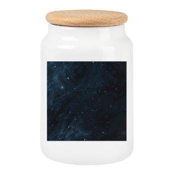 Motif de ciel étoilé - Boîte à biscuits avec couvercle en bois - blanc - Devant