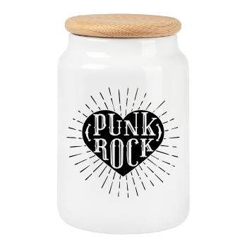 I love punk rock punk music hard rock grunge heart - Cookie Jar with Wooden Lid - white - Front