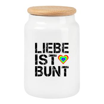 Liebe ist bunt. - Keksdose mit Holzdeckel - Weiß - Vorne