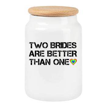 Two brides are better than one - Cookie Jar with Wooden Lid - white - Front