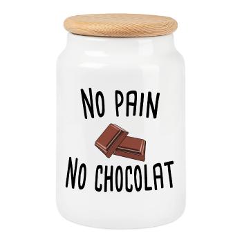 Minimalist chocolate squares - Cookie Jar with Wooden Lid - white - Front