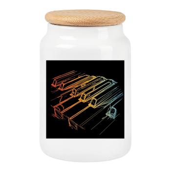 piano - Boîte à biscuits avec couvercle en bois - blanc - Devant