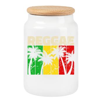 Reggae reggae music Jamaïque vacation Palmiers des Caraïbes - Boîte à biscuits avec couvercle en bois - blanc - Devant