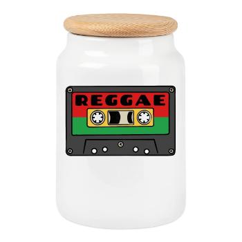 Reggae Music Reggae Music Jam Reggaeton Ragga Jah - Boîte à biscuits avec couvercle en bois - blanc - Devant