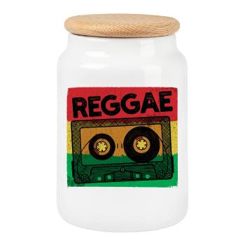 Reggae Music Reggaeton Jamaïque Vintage Retro Ragga - Boîte à biscuits avec couvercle en bois - blanc - Devant
