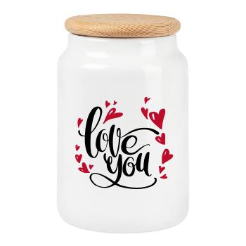 i love you | herzen | für paare - Keksdose mit Holzdeckel - Weiß - Vorne