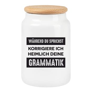 Lehrer Spruch - Keksdose mit Holzdeckel - Weiß - Vorne