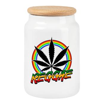 Reggae Rastafari Jamaïque Reggaeton Rasta Ragga Jah - Boîte à biscuits avec couvercle en bois - blanc - Devant