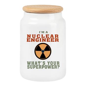 Best Nuclear Engineer shirt Funny Quote Superpower - Cookie Jar with Wooden Lid - white - Front