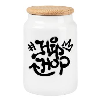 Hip Hop Hiphop Rap Graffiti Beatbox Rapper Swag - Cookie Jar with Wooden Lid - white - Front