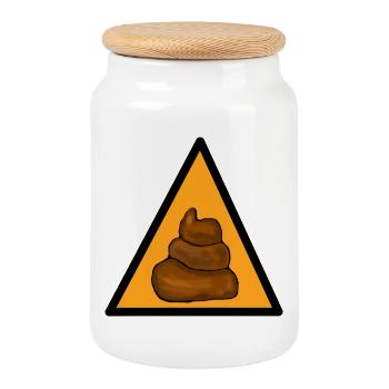 Caution shit - Cookie Jar with Wooden Lid - white - Front