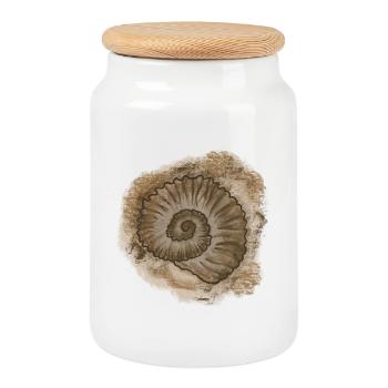 Antike Muschel Illustration - Keksdose mit Holzdeckel - Weiß - Vorne