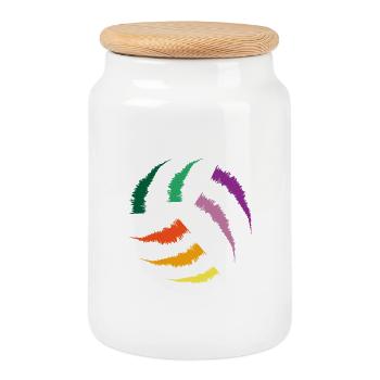 Volleyball Ball Ballsport Sport Beach Team - Cookie Jar with Wooden Lid - white - Front