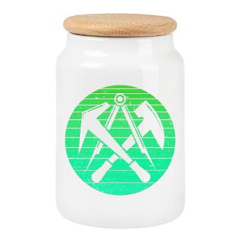 Couvreur vintage rétro artisan vert - Boîte à biscuits avec couvercle en bois - blanc - Devant