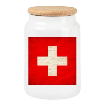 Suisse Helvetia - Boîte à biscuits avec couvercle en bois - blanc - Devant
