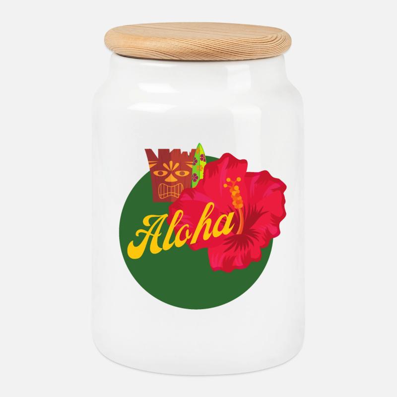 Aloha - Keksdose mit Holzdeckel - Weiß