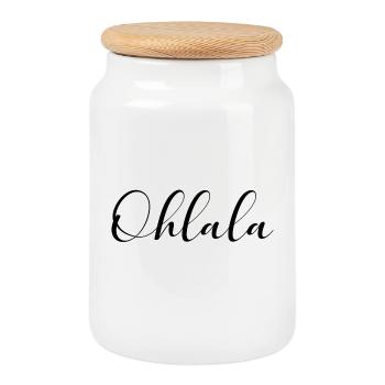 Cadeau romantique Ohlala Oh LaLa Paris France - Boîte à biscuits avec couvercle en bois - blanc - Devant