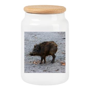 Wildschwein Jäger Förster jagen Wald Geschenk - Keksdose mit Holzdeckel - Weiß - Vorne