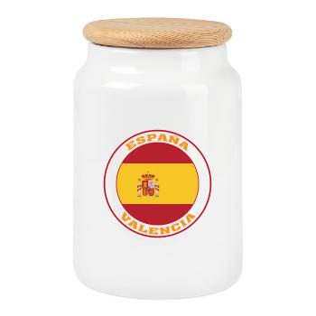 Valencia Spanien Flagge Valencia España - Keksdose mit Holzdeckel - Weiß - Vorne