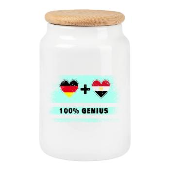 Deutschland und Ägypten 100% Genial / Geschenk - Keksdose mit Holzdeckel - Weiß - Vorne