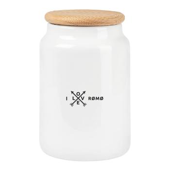 Römö crossed arrow logo mark Römö - Cookie Jar with Wooden Lid - white - Front
