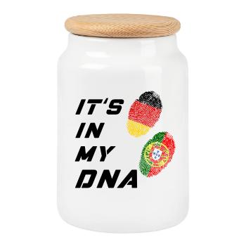 It is in my DNA Germany and Portugal - Cookie Jar with Wooden Lid - white - Front