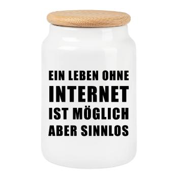 Ein Leben ohne Internet ist möglich, aber sinnlos - Keksdose mit Holzdeckel - Weiß - Vorne