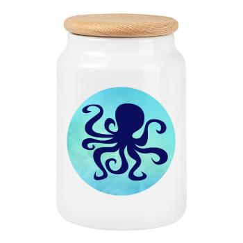 Oktopus Tintenfisch Krake Meer Ozean Sommer - Keksdose mit Holzdeckel - Weiß - Vorne