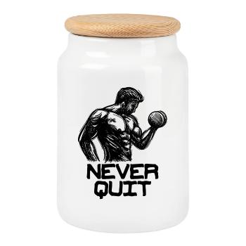 Entraînement de musculation de motivation - Boîte à biscuits avec couvercle en bois - blanc - Devant