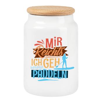 Stand Up Paddling - Keksdose mit Holzdeckel - Weiß - Vorne
