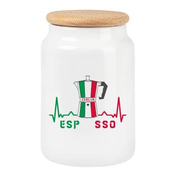 Heart rate espresso design / gift idea - Cookie Jar with Wooden Lid - white - Front
