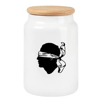 Corse avec les yeux bandés - Boîte à biscuits avec couvercle en bois - blanc - Devant