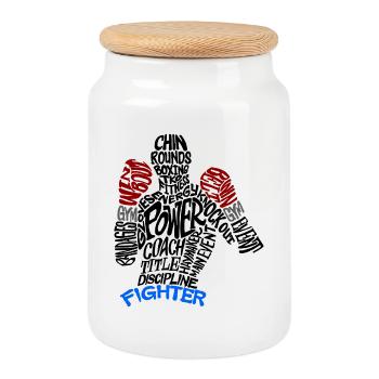Boxe Fitness Training Workout Gym Motivation Sport - Boîte à biscuits avec couvercle en bois - blanc - Devant