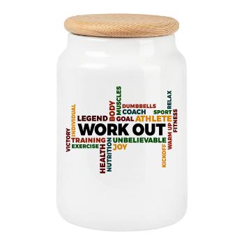 Séance d’entraînement motivation proverbe déclaration de remise en forme gym - Boîte à biscuits avec couvercle en bois - blanc - Devant