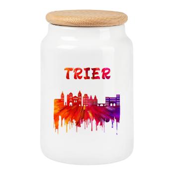 Conception / idée cadeau Trier Syline - Boîte à biscuits avec couvercle en bois - blanc - Devant