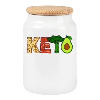 Gesund Essen Ernährung Ketogen Vegetarisch Vegan - Keksdose mit Holzdeckel - Weiß - Vorne