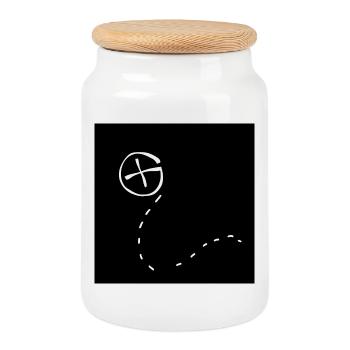 Geocaching Gesichtsmaske - Keksdose mit Holzdeckel - Weiß - Vorne
