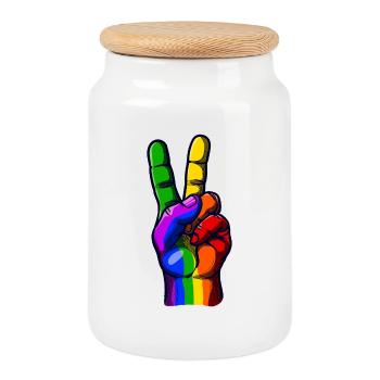 Égalité des droits humains des lesbiennes gays - Boîte à biscuits avec couvercle en bois - blanc - Devant