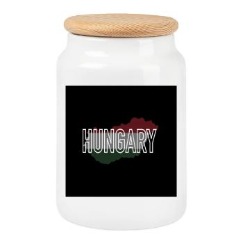 Hungary - Cookie Jar with Wooden Lid - white - Front