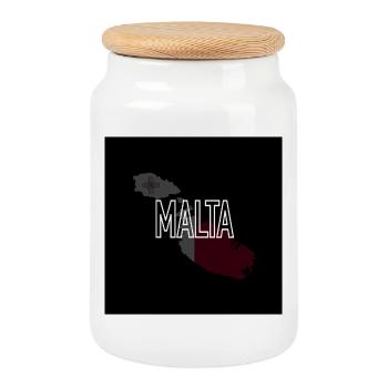 Malta - Cookie Jar with Wooden Lid - white - Front