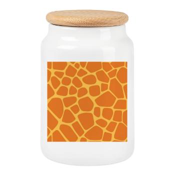 Motif girafe - Boîte à biscuits avec couvercle en bois - blanc - Devant