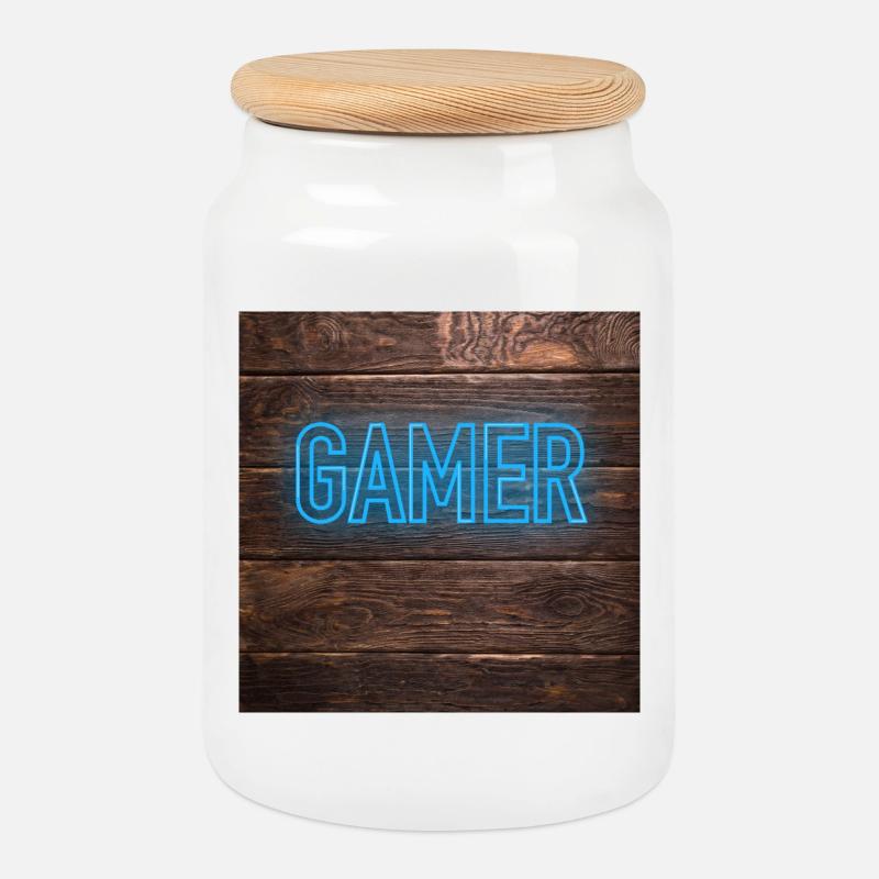 Gamer - Keksdose mit Holzdeckel - Weiß