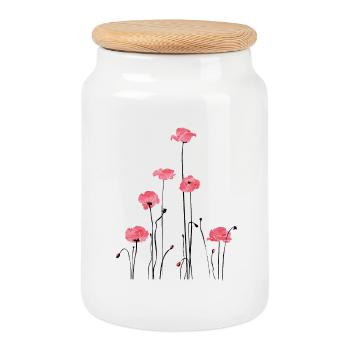 Coquelicots aquarelle pour la mode féminine - Boîte à biscuits avec couvercle en bois - blanc - Devant