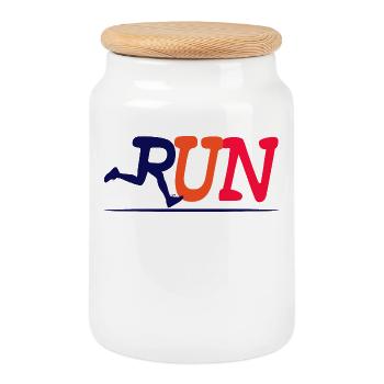 Course de course sport jogging course à pied sport marathon - Boîte à biscuits avec couvercle en bois - blanc - Devant