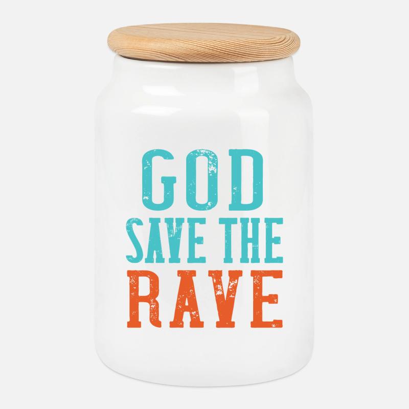 God save the rave - Cookie Jar with Wooden Lid - white