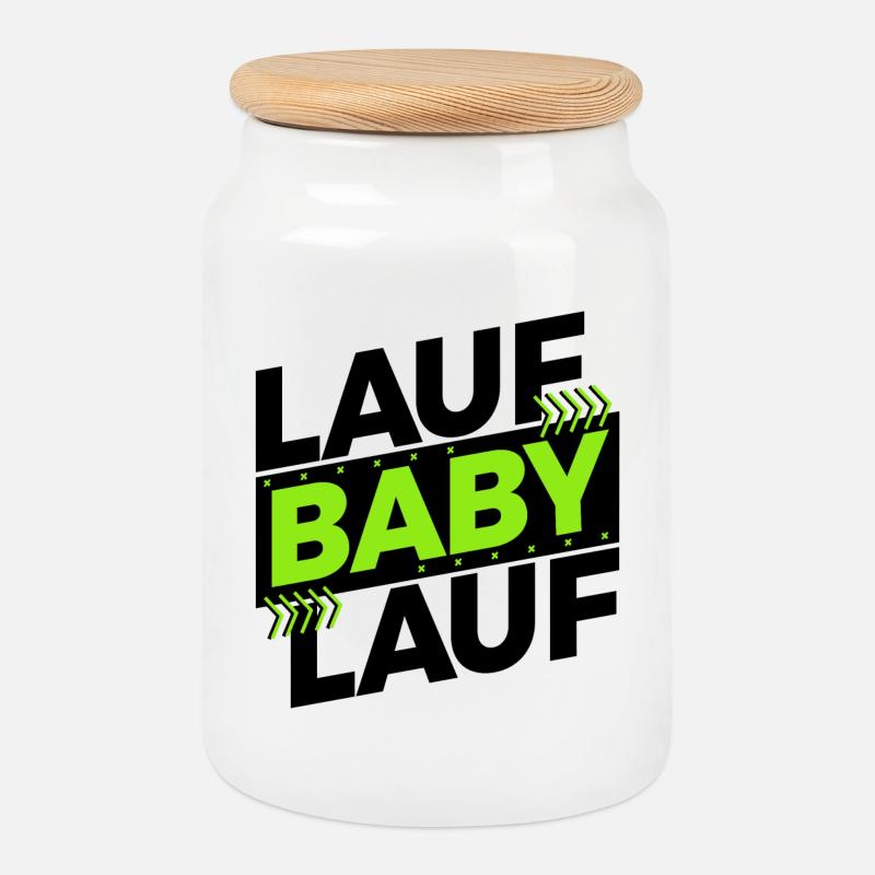 Laufen Rennen Joggen Lustig Sprüche Statement - Keksdose mit Holzdeckel - Weiß