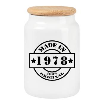 FAIT EN 1978 année de naissance année de fabrication cadeau vintage - Boîte à biscuits avec couvercle en bois - blanc - Devant