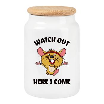 Funny running race jogging marathon sport saying - Cookie Jar with Wooden Lid - white - Front