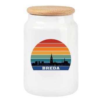 Breda Skyline Silhouette Souvenir Drapeau Pays-Bas - Boîte à biscuits avec couvercle en bois - blanc - Devant