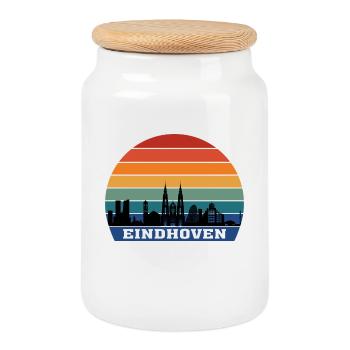 Souvenir de silhouette de skyline d'Eindhoven Pays-Bas - Boîte à biscuits avec couvercle en bois - blanc - Devant